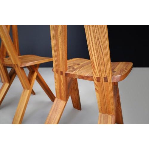 Wood S45 Dining Chairs in Elm by Pierre Chapo, France, 1970s, Set of 6 For Sale - Image 7 of 13