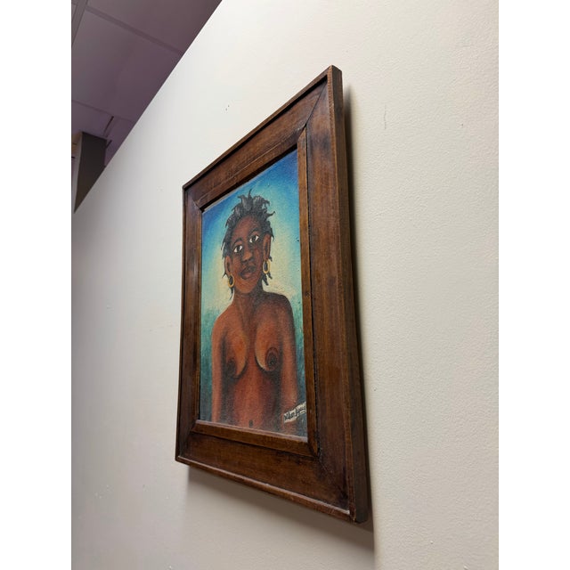 Wilson Bigaud Original Mid-Century Haitian Naïve Master Portrait Painting For Sale In West Palm - Image 6 of 8
