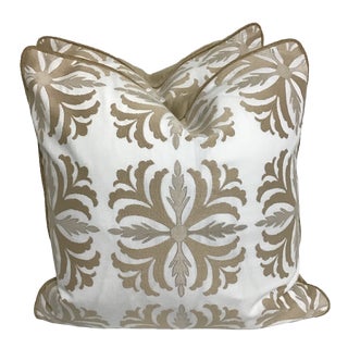 Contemporary Embroidered Fabricut Pillows- a Pair For Sale
