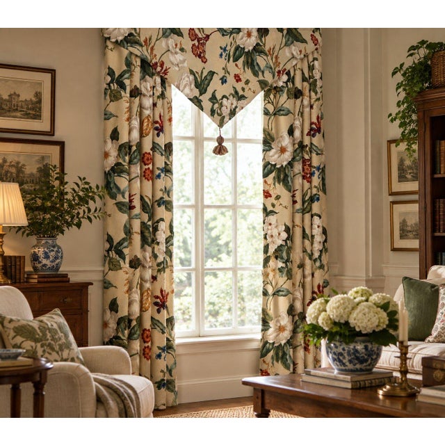 American Williamsburg Garden Images Ascot Valance Floral Window Treatment For Sale - Image 3 of 3