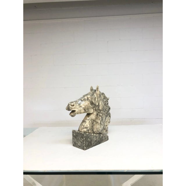 Mid-Century Modern Mid Century Marble Horse Head Bust on Marble Base For Sale - Image 3 of 10