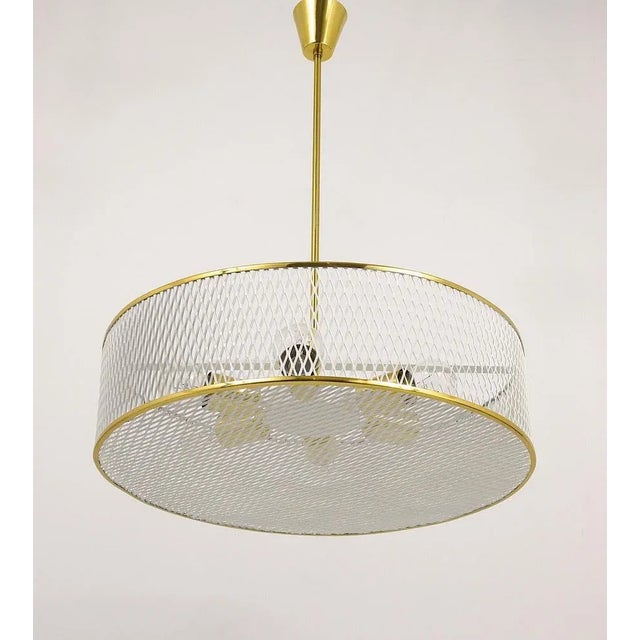 Mathieu Matégot Mid-Century Brass Pendant Lamp attributed to Mathieu Matégot, France, 1950s For Sale - Image 4 of 11