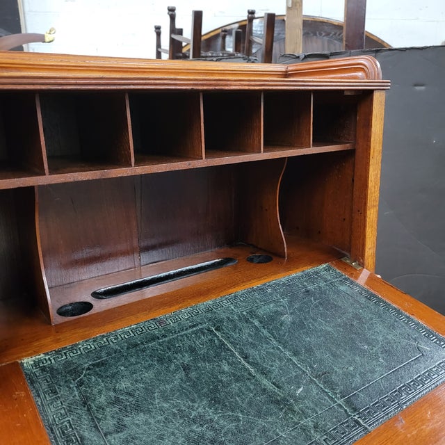 Wood Early 20th Century Oak Arts & Crafts Student Desk With Tambour Storage Cabinet For Sale - Image 7 of 12