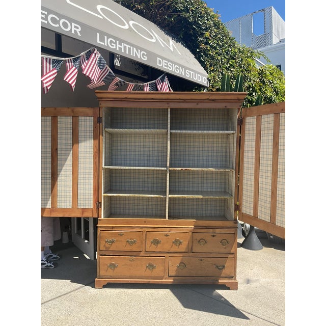 Wood Antique Pine Cabinet W/ 5-Drawers For Sale - Image 7 of 11
