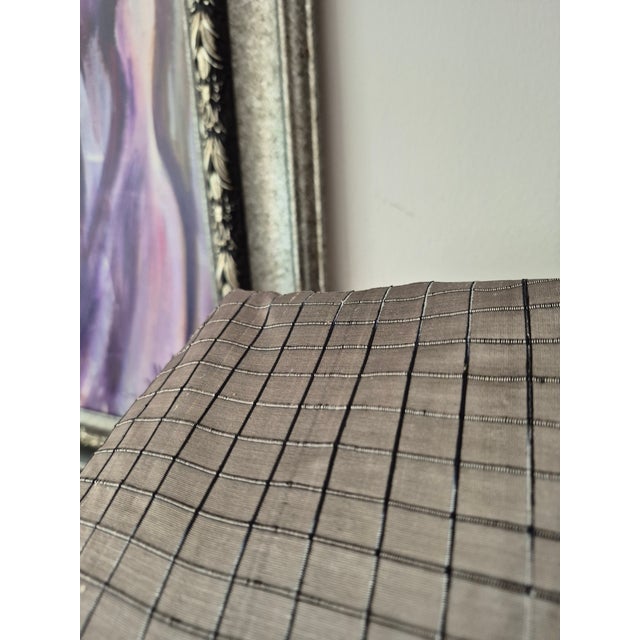 Designer Contemporary Silk Silver Gray Black Fabric -4.5 Yards For Sale - Image 13 of 14