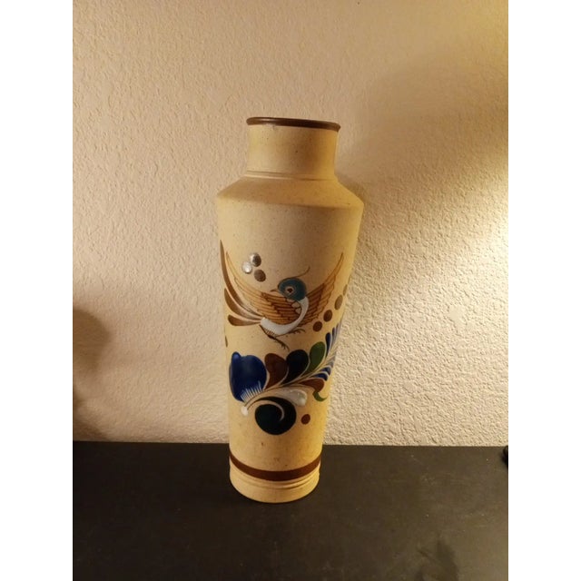 1990s New Tonala Mexican Folk Art Tall Decorative Vase For Sale - Image 4 of 6