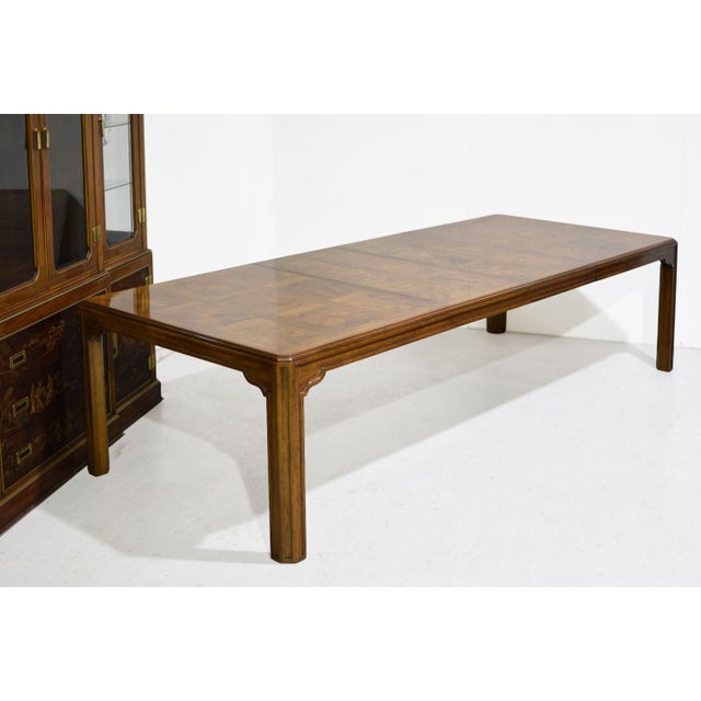 Drexel Heritage Mid-Century Chin Hua Burlwood Extendable Dining Table Corinthian Collection by Drexel Heritage 141" For Sale - Image 4 of 16