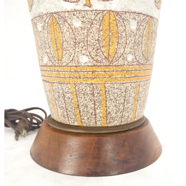 Fratelli Fanciullacci Ramor Pottery Table Lamp Original Shade Walnut Base MINT!