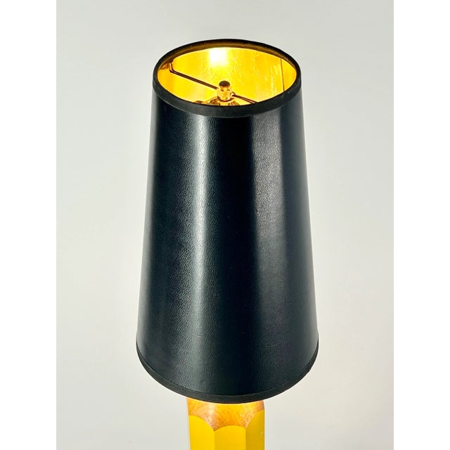 Wood Post Modern Classic Yellow Pencil Table Lamp For Sale - Image 7 of 9