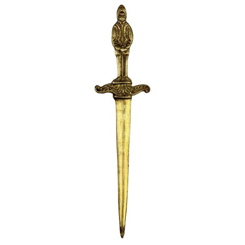 Vintage Brass Knight and Sword Motif Letter Opener For Sale