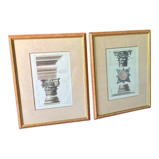 Late 20th Century Pair of Framed Roman Architectural Engravings After v. Feoli, W. King Ambler, 22” X 26” For Sale