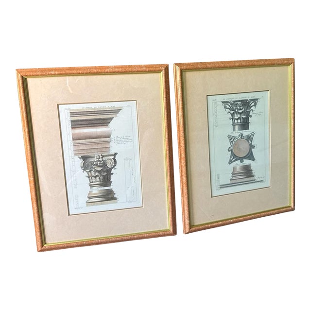 Late 20th Century Pair of Framed Roman Architectural Engravings After v. Feoli, W. King Ambler, 22” X 26” For Sale