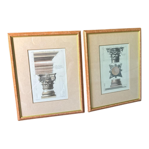 Late 20th Century Pair of Framed Roman Architectural Engravings After v. Feoli, W. King Ambler, 22” X 26”