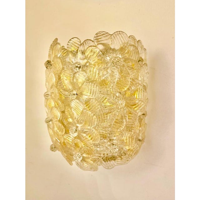 Glass Golden Millefiora Murano Glass Wall Lights from Barovier & Toso, Italy, 1980, Set of 2 For Sale - Image 7 of 9