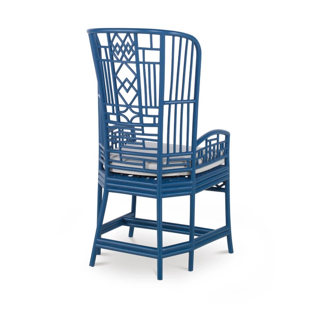 Century Furniture Riviera Rattan Desk Chair, Navy For Sale - Image 4 of 5