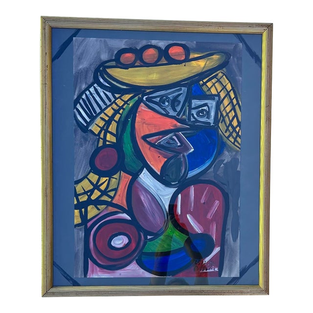 Colorful Vintage Framed Painting Titled "Majorca" Peter Keil For Sale