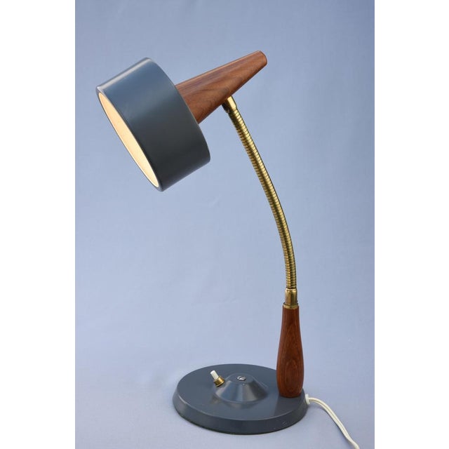 Mid-Century Modern Adjustable Teak and Brass Table Lamp by Lyfa, Denmark, 1960s For Sale - Image 3 of 12