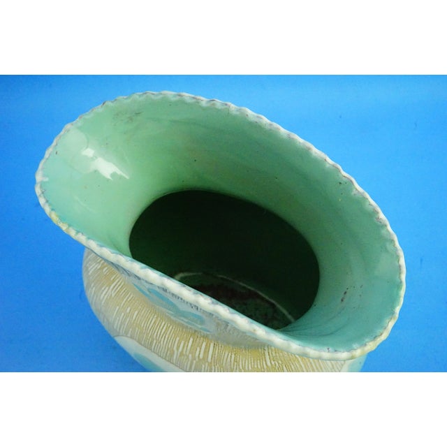 Majolica Ceramic Vase with Vine Leaf Decoration attributed to Nino Strada for Cima Deruta, 1950s For Sale - Image 12 of 18