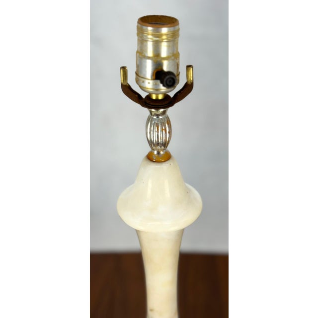 Stone Pair of Fine Elegant Alabaster Marble Onion Shape Bases Table Lamps Clean! For Sale - Image 7 of 13