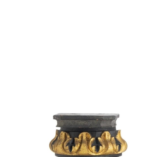 Decoration - Pair of bases - 19th century. Portuguese, 19th century; carved wood; painted and gilded; resting on three...