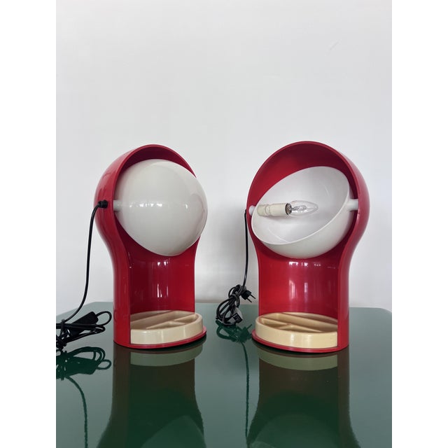 Red Telegono Table Lamps by Vico Magistretti for Artemide, 1970s, Set of 2 For Sale - Image 8 of 12