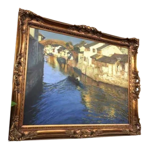 Vintage Original Oil Painting Signed by Artist - Suzhou Canal - Framed - Oil on Canvas Horizontal