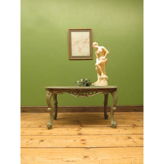 Vintage French Louis XV Style Patinated Painted Coffee Table, 1970s For Sale - Image 3 of 18