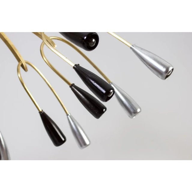 Mid-Century Brass and Murano Glass Chandelier in the style of Stilnovo, 1950s For Sale - Image 6 of 13