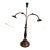 Vintage Art Nouveau Double Arm Brass Table Lamp With Ornate Fruited Base and Two Curved Arms W/Bell Shaped Glass Shades For Sale