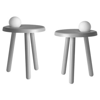 Alby Light Grey Albi Small Tables with Lamp by Mason Editions, Set of 2 For Sale