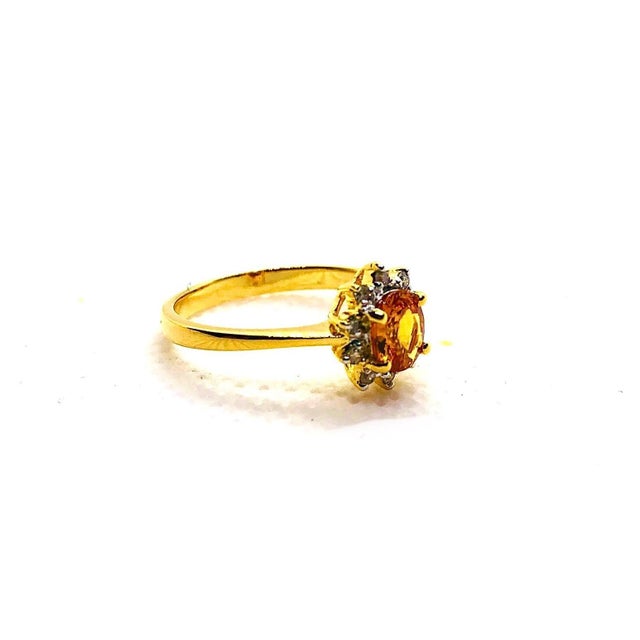 Bochic “Orient” Vintage Yellow Sapphire & Cognac Diamond Ring Set In 18K Gold & Silver For Sale - Image 4 of 9