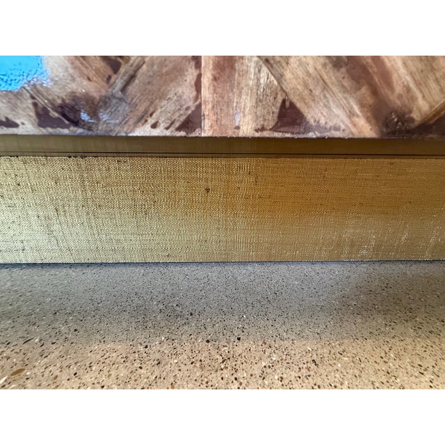 Made Goods Lesandro Coffee Table 40" X 60" Banana Bark With Gold Raffia Base For Sale In Dallas - Image 6 of 11