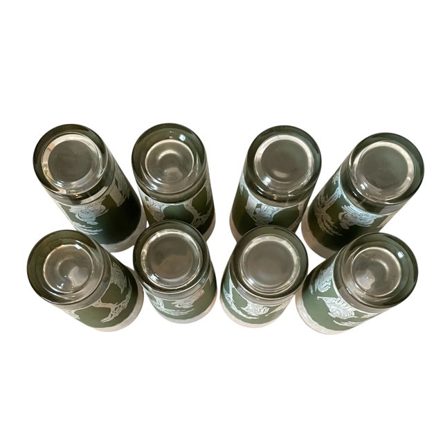 Glass 8 Wedgewood Jasper Jeanette Green Jasper Greek Figures Highball Glasses 6.5” For Sale - Image 7 of 7