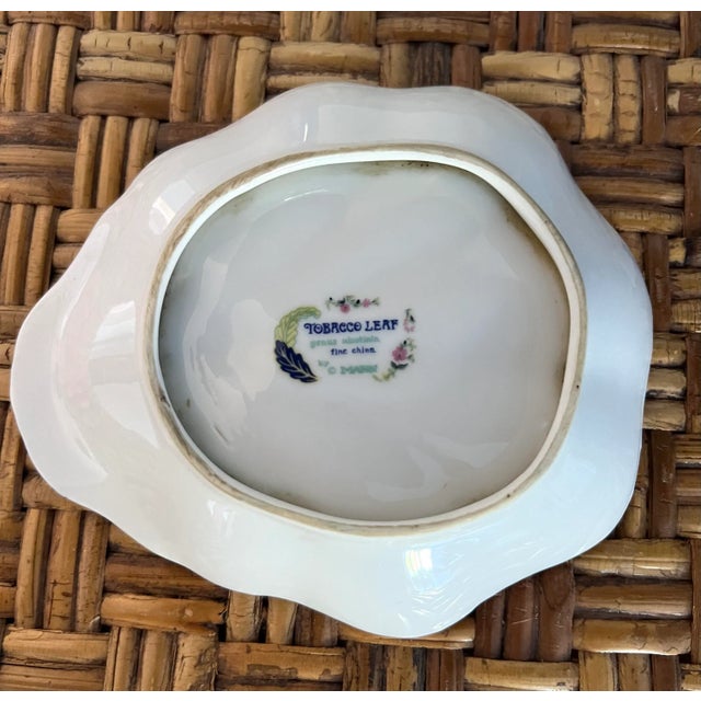 Hollywood Regency Tobacco Leaf Porcelain Catchall For Sale - Image 3 of 7