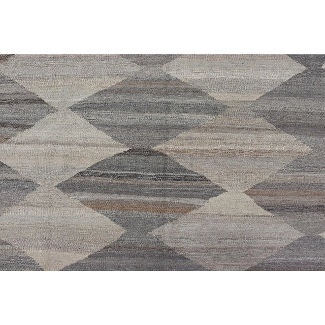 Textile Grey, Lt Green Hand Woven Flat-Weave Kilim Rug by Keivan Woven Arts 8'10 X 12'0 For Sale - Image 7 of 13