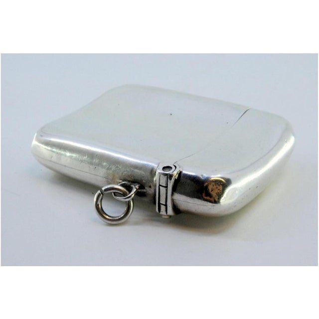 Metal Plain Silver Matchbox with Hanging Ring and Curved Shape For Sale - Image 7 of 9