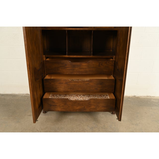 Baker Furniture French Provincial Louis XV Carved Oak Armoire Dresser or Linen Press For Sale In South Bend - Image 6 of 18
