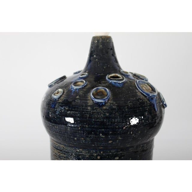 Large Danish Sculptural Blue Ceramic Table Lamp by Jytte Trebbien, 1970s For Sale - Image 4 of 16