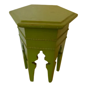 Moroccan Style Painted Wood Hexagonal End Table
