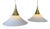 Brass and Opaline Glass Pendant Lights from Limburg, Germany, 1970s, Set of 2 For Sale