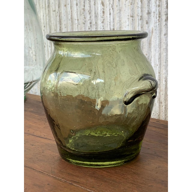 Early 20th Century Early 20th Century Green Glass Canister Storage Jars, Spain Flour, Tea, 1960s For Sale - Image 5 of 18