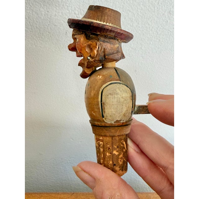 American 1920s Vintage Hand Carved Hand Painted Cork Screw For Sale - Image 3 of 10