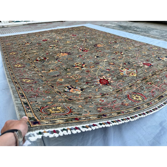 Islamic Hand-Knotted Afghan Sultanabad Chobi Wool Area Rug - 8'2" X 11'2" For Sale - Image 3 of 14