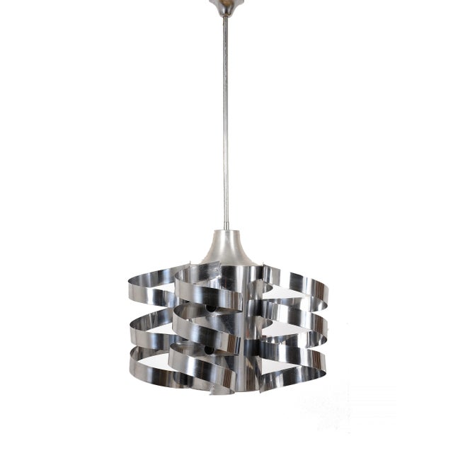 - Cyclone pendant in chromed steel and aluminum - Eight-light pendant - Attributed to Max Sauze for Sciolari Up to 250V...
