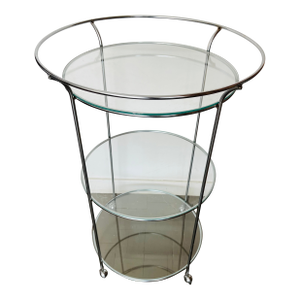 Vintage Mid Century Bar Cart 3 Tiered Chrome and Glass