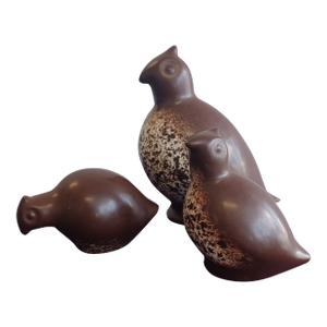​Mid-Century Howard Pierce California Pottery Quail Family - Set of 3