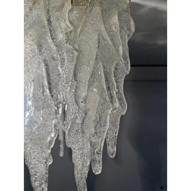 Mid-Century Italian Clear Murano Leaf Flushmount, 1970s For Sale - Image 6 of 17