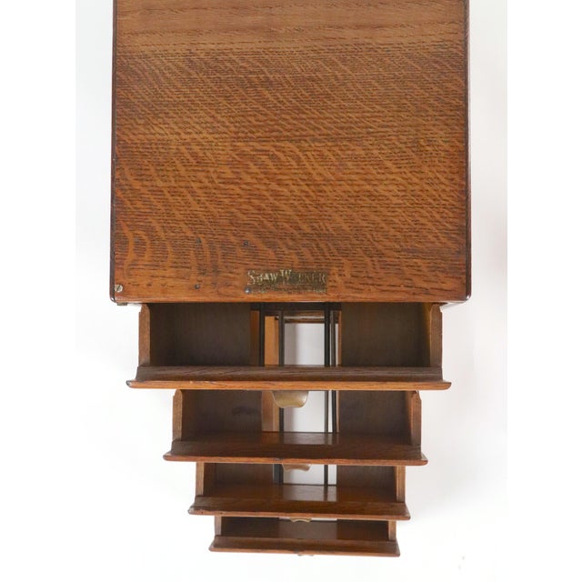 Mid 20th Century Shaw Walker Four Drawer Oak Desktop File Cabinet For Sale In New York - Image 6 of 10
