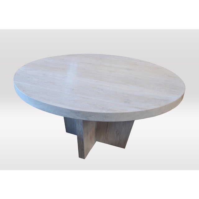 Contemporary Andrianna Shamaris Round St. Barts Teak Wood Table For Sale - Image 3 of 5