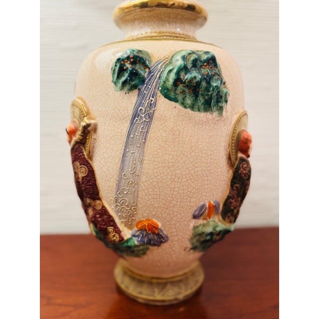 Antique Asian Figural Crackle Glaze Vase With Elephant Motif, Early 1900's For Sale - Image 12 of 13